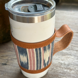 Coffee Sleeve - Tan Pink and Blue