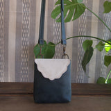 Scallop Bag - Navy and Hair on Hide